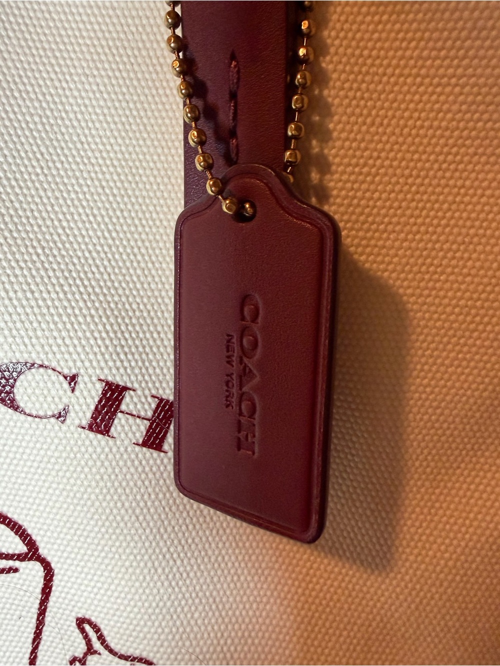 Coach Cream Canvas 'Coffee Shop' Tote with Burgundy Accents - Picture 3 of 7